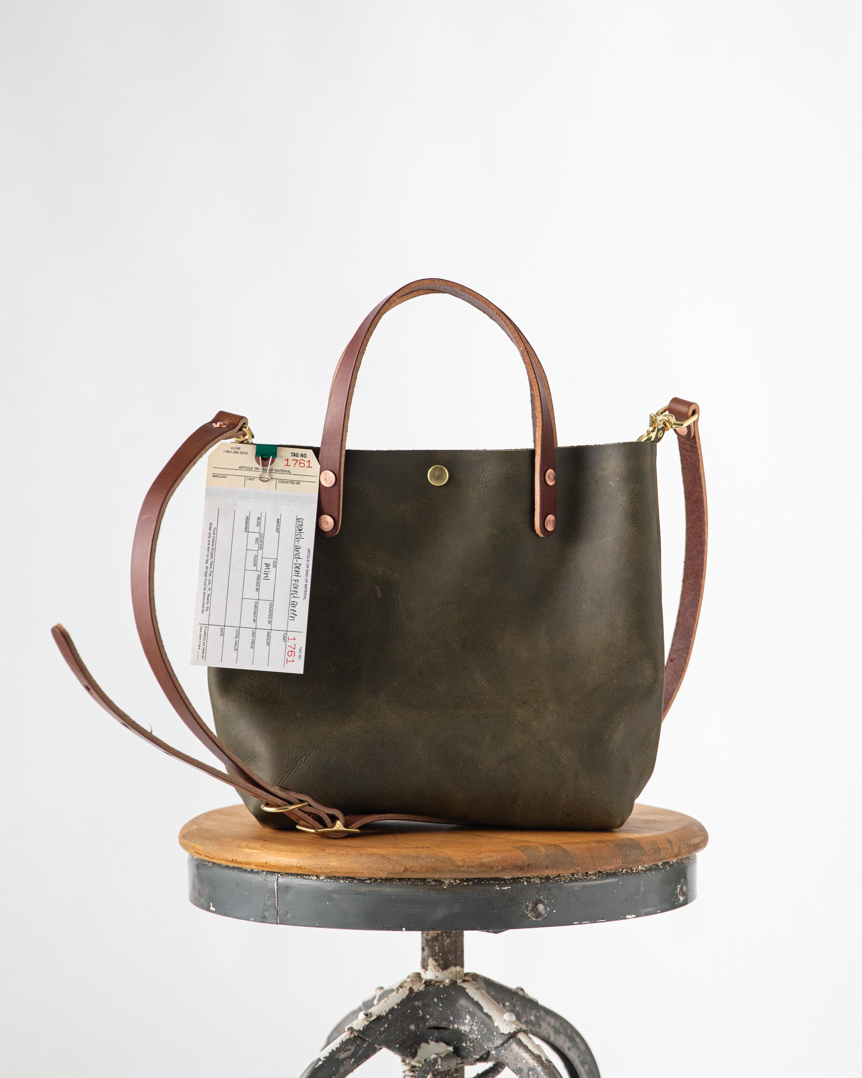 Scratch-and-Dent Forest Green Mini Tote | leather tote bags KMM & Co.