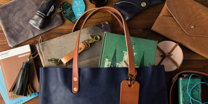 Scratch-and-Dent Navy Kodiak Tote- blue handbag handmade in America