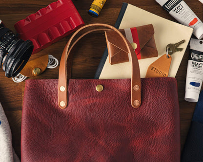 Scratch-and-Dent Red Kodiak Mini Tote- red small tote bags handmade in America