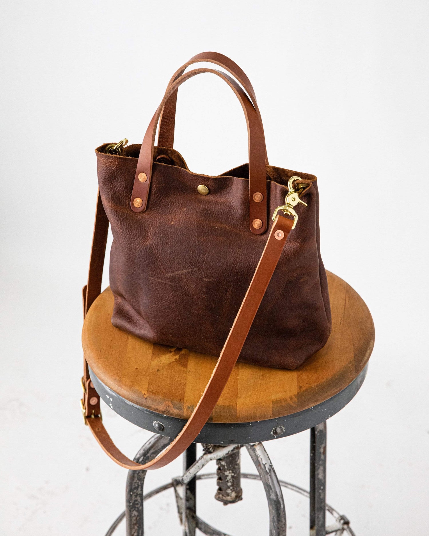 Leather Tote Bag: Brown Kodiak Mini Tote | Leather Bags by KMM & Co. Yes +$50