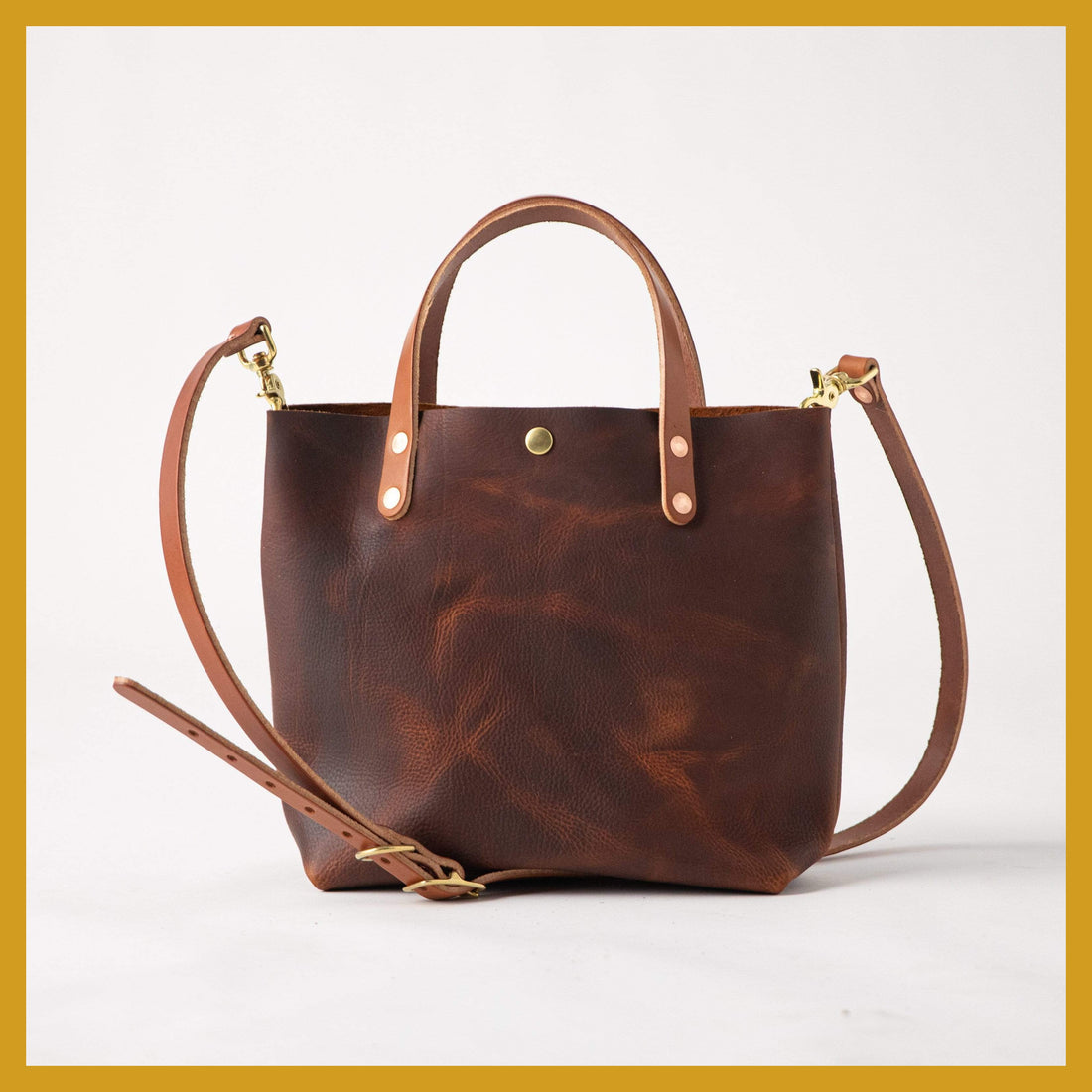 Scratch-and-Dent Tan Kodiak Mini Tote- tan small tote bags handmade in America