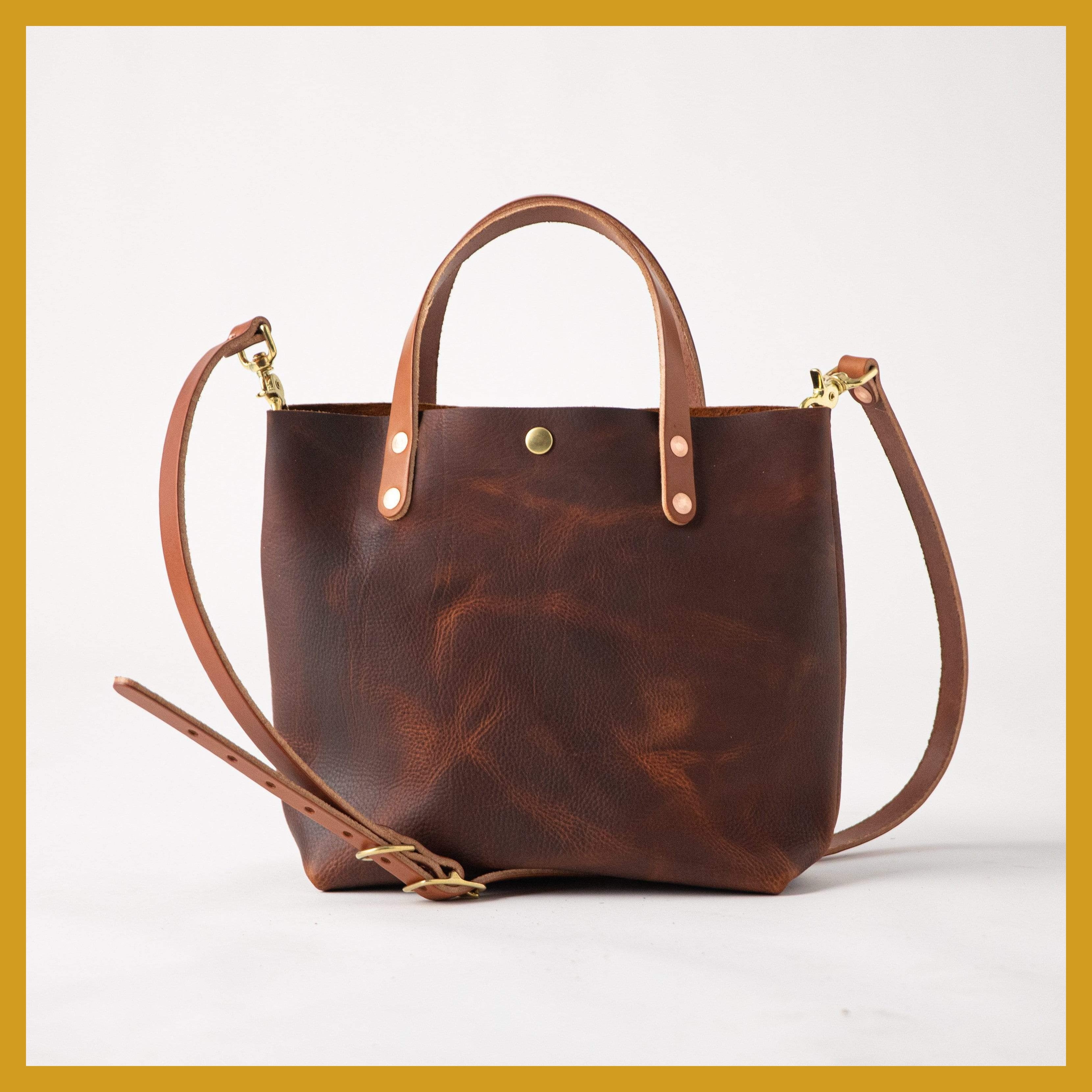 Scratch-and-Dent Tan Kodiak Mini Tote- tan small tote bags handmade in America