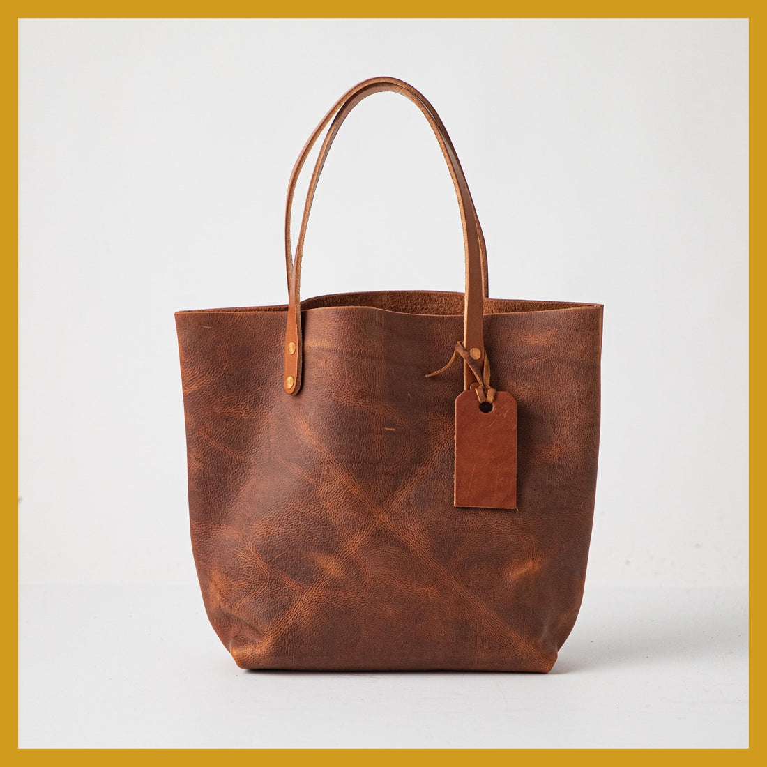 Scratch-and-Dent Tan Kodiak Tote- tan leather bag handmade in America