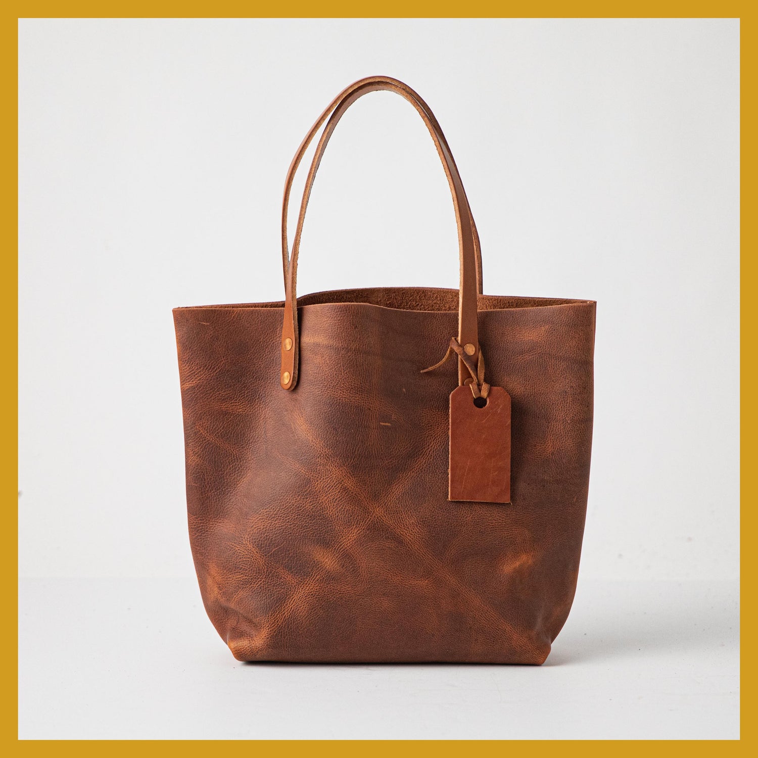 Scratch-and-Dent Tan Kodiak Tote- tan leather bag handmade in America