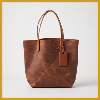 Scratch-and-Dent Tan Kodiak Tote- tan leather bag handmade in America