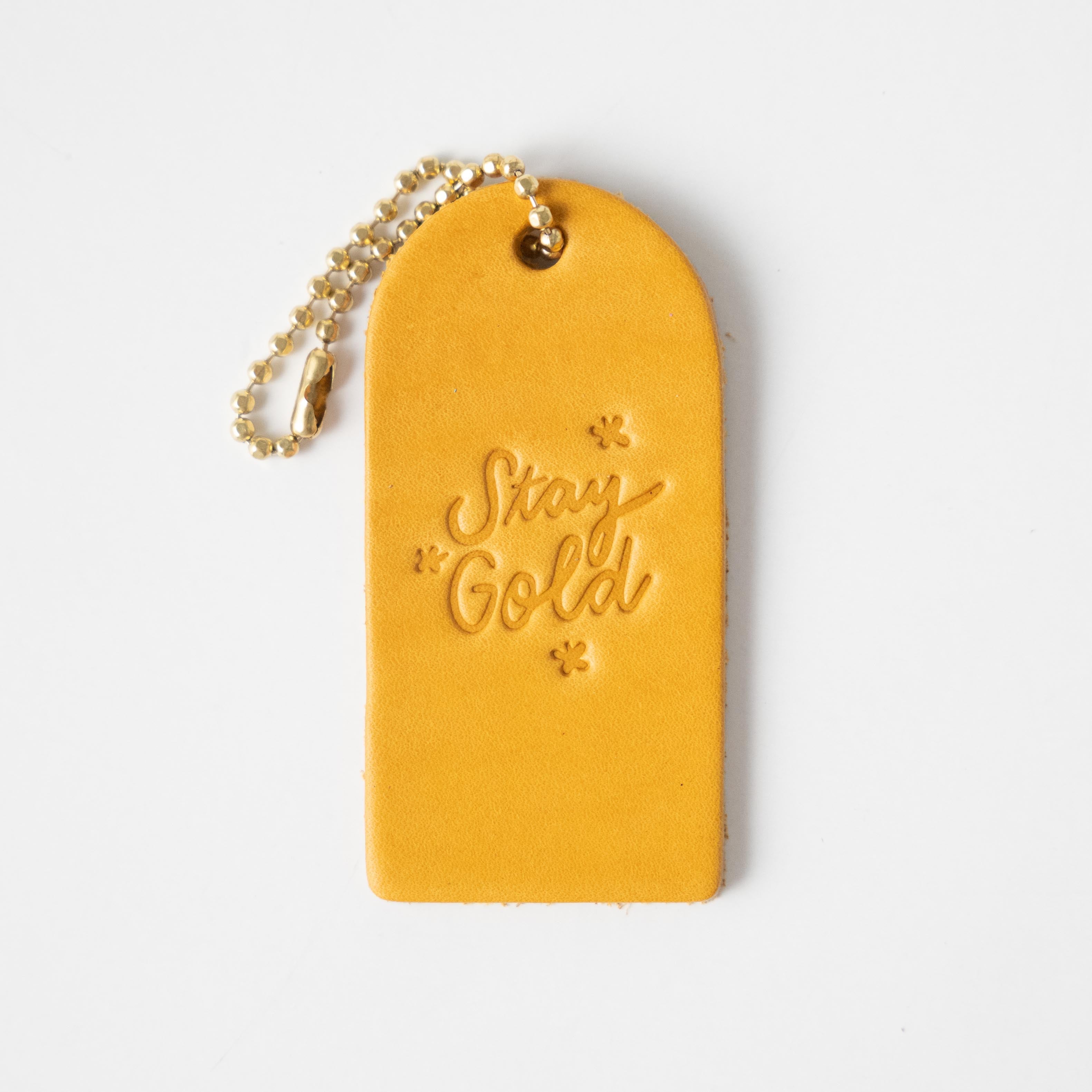 Stay Gold Mini Leather Tag- personalized luggage tags - custom luggage tags - KMM &amp; Co.