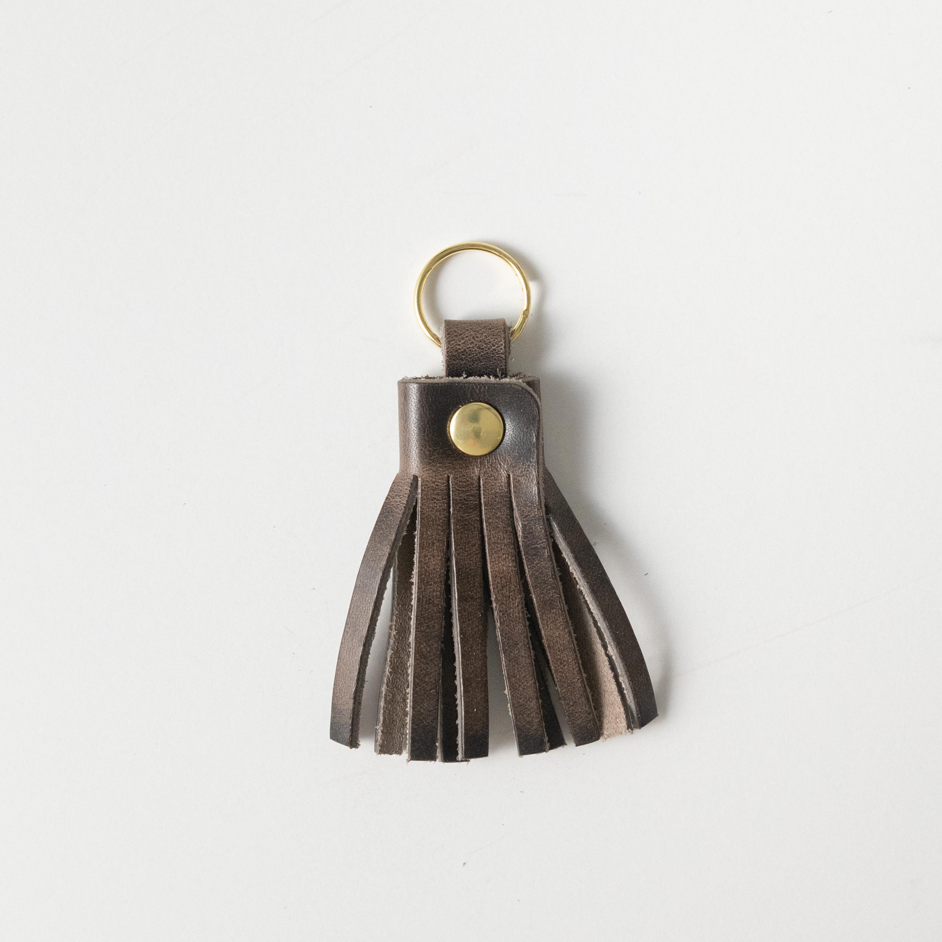 Storm Grey Tassel Keychain- leather tassel keychain - KMM &amp; Co.
