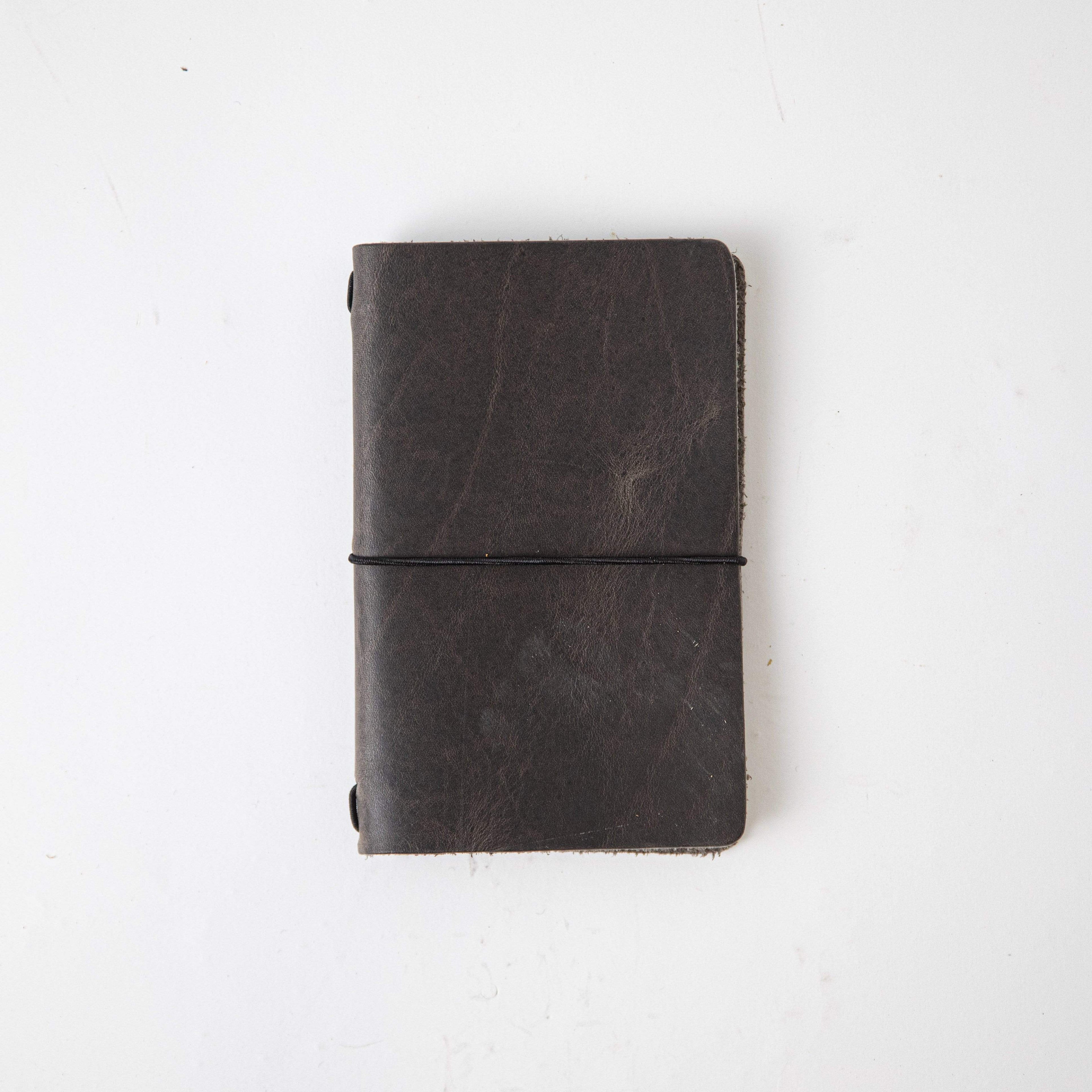 Storm Grey Travel Notebook- leather journal - leather notebook - KMM &amp; Co.