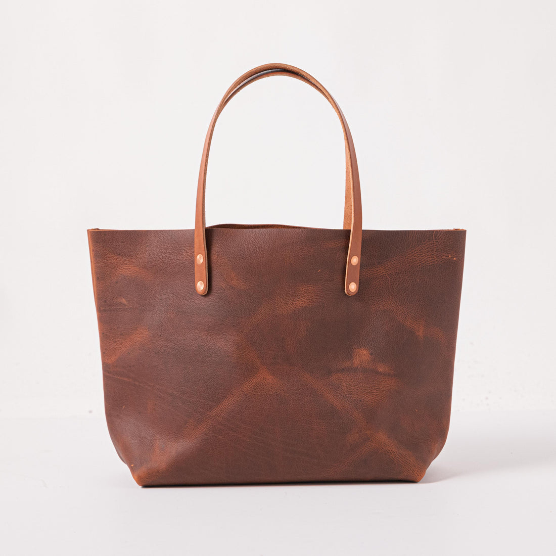 Tan Kodiak East West Tote- tan leather bag handmade in America
