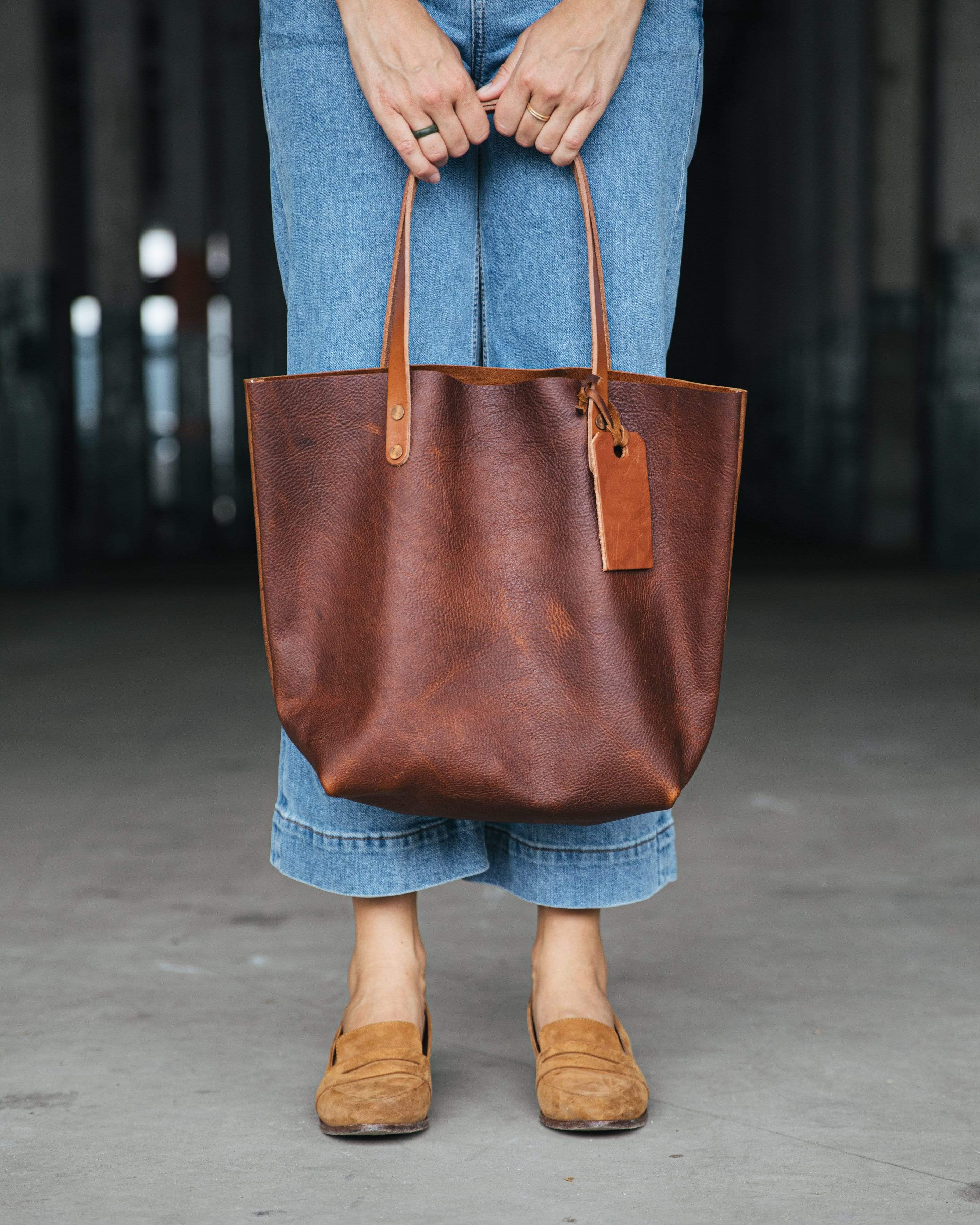 Denim leather clearance bag