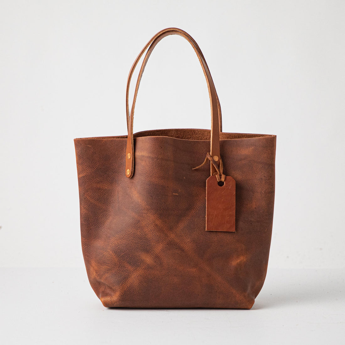 Tan Kodiak Tote- tan leather bag handmade in America