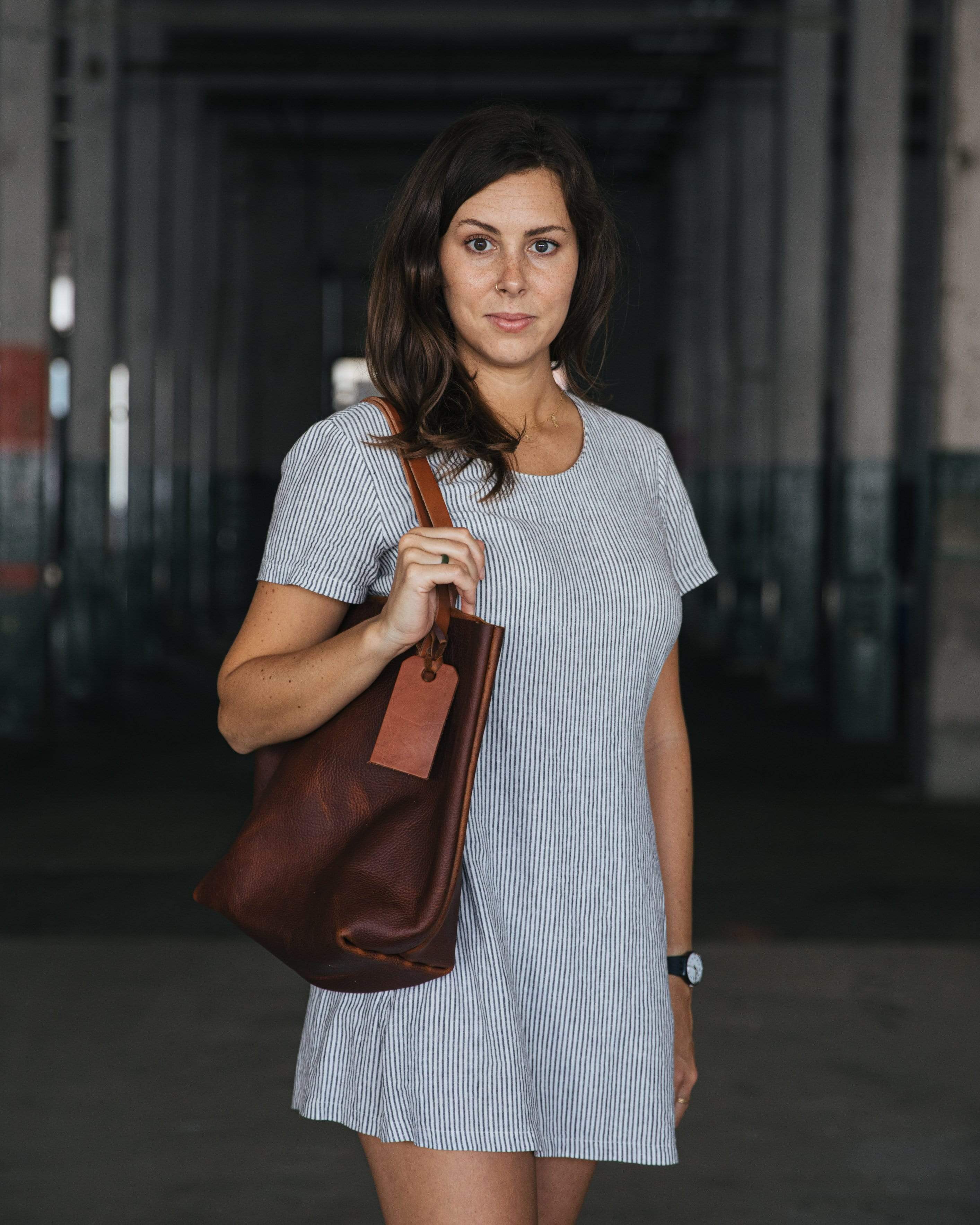 Tan Kodiak Tote- tan leather bag handmade in America