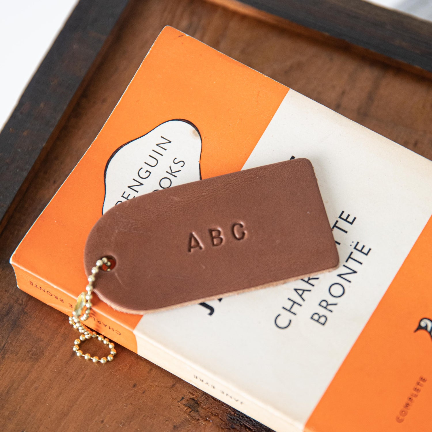 Tan Mini Leather Tag- personalized luggage tags - custom luggage tags - KMM &amp; Co.