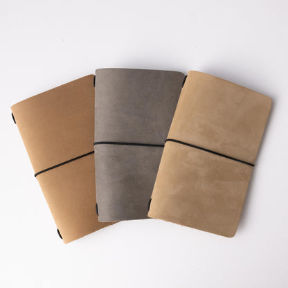 Tan Suede Travel Notebook- leather journal - leather notebook - KMM &amp; Co.