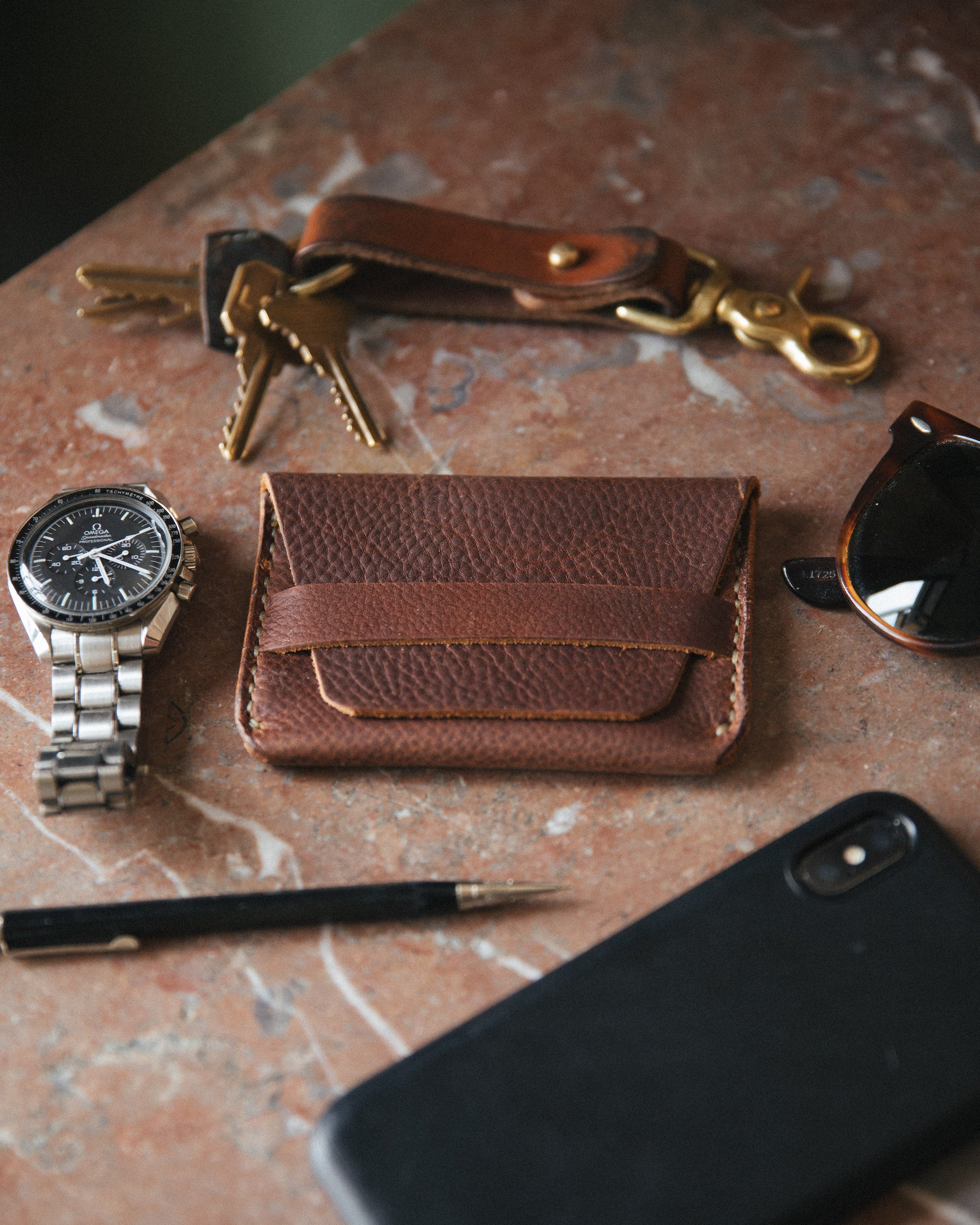 Leather Wallets for Men: Burgundy Slim Card Wallet | wallets