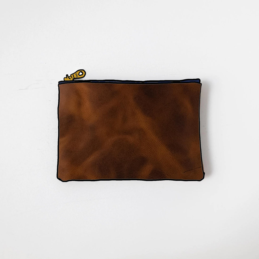 Tobacco Small Zip Pouch- small zipper pouch - leather zipper pouch - KMM &amp; Co.