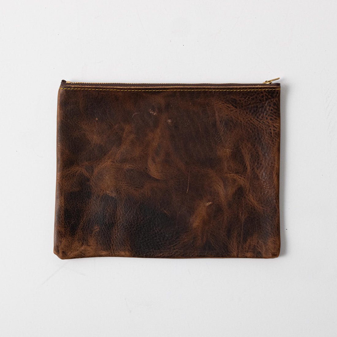 Tortoiseshell Medium Zip Pouch- leather zipper pouch - KMM &amp; Co.