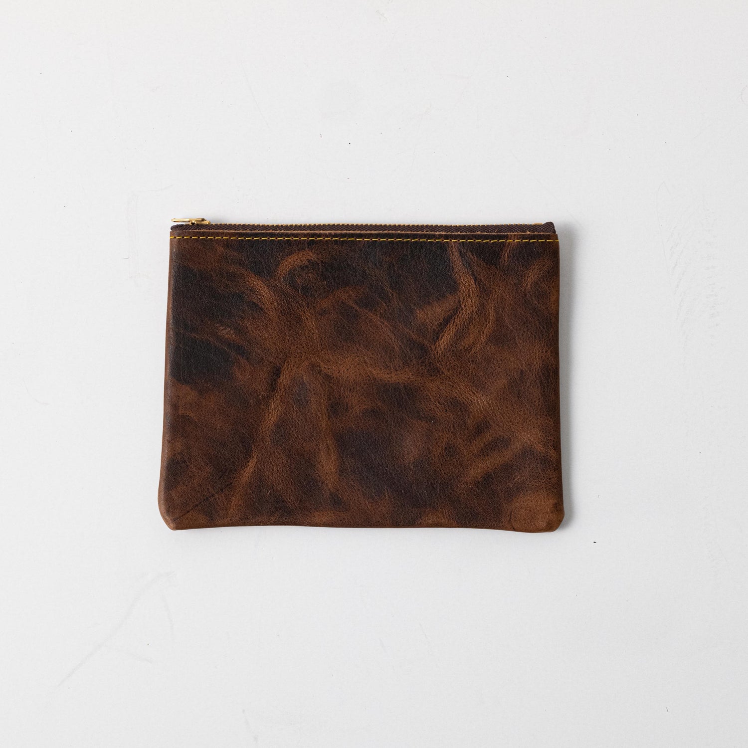 Tortoiseshell Small Zip Pouch- small zipper pouch - leather zipper pouch - KMM &amp; Co.