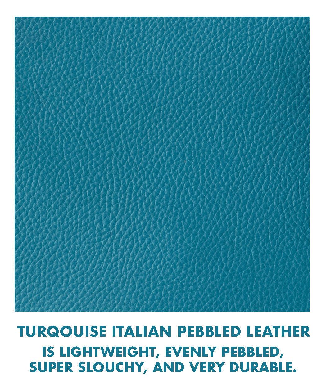 Turquoise Italian Pebbled East West Tote