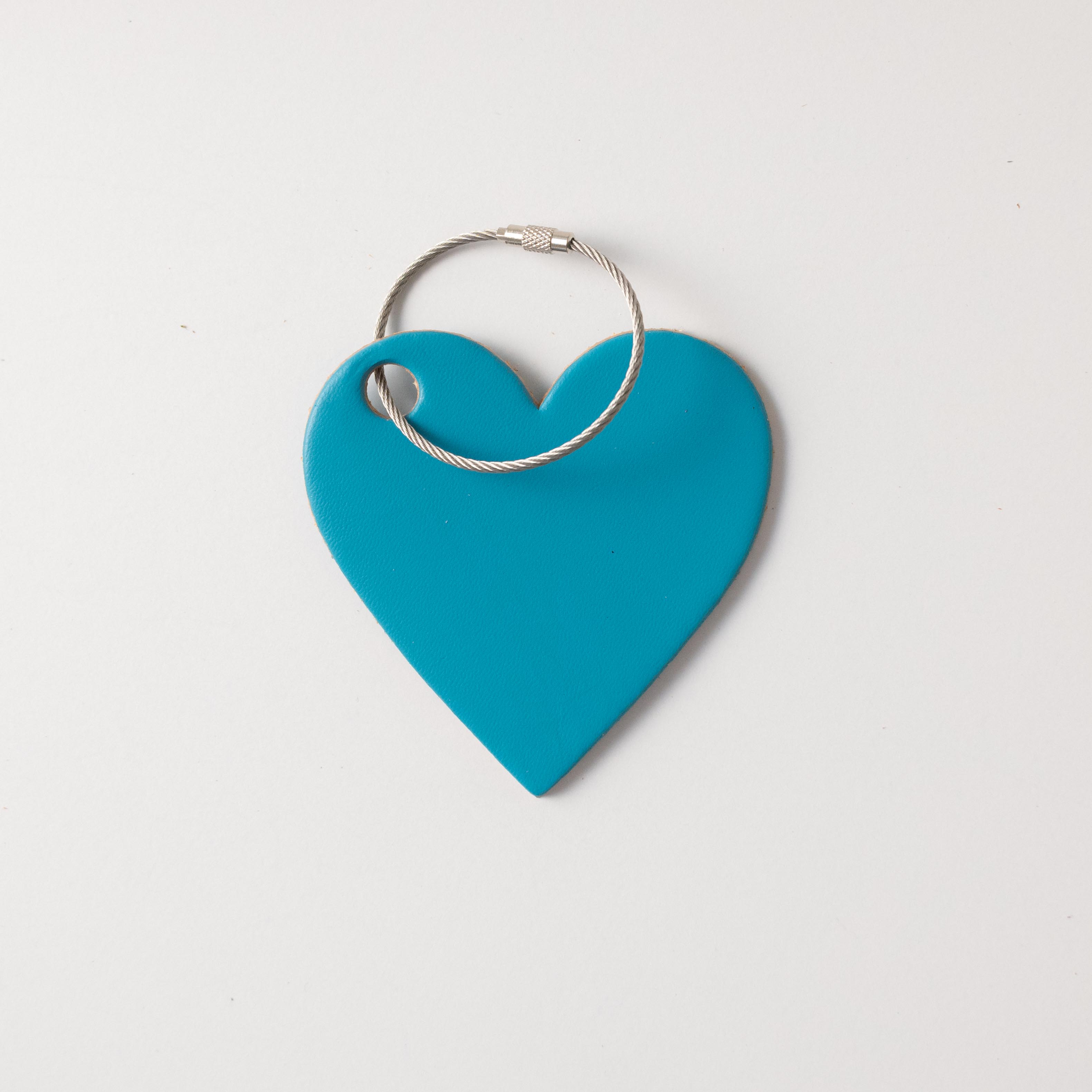 Turquoise Leather Heart Tag- personalized luggage tags - custom luggage tags - KMM &amp; Co.