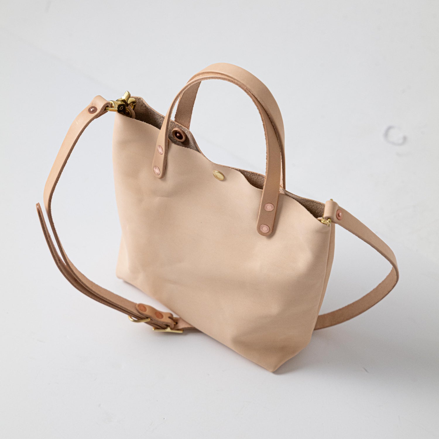 Vegetable Tanned Tote | Vachetta Tote Bag Handmade at KMM & Co. 11-inch +$25 / Crossbody Strap (FINAL Sale) +$65