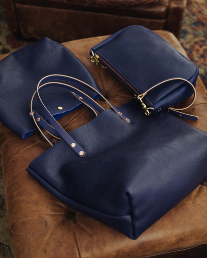 Violet Cypress Medium Zip Pouch- leather zipper pouch - KMM &amp; Co.