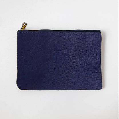 Violet Cypress Medium Zip Pouch- leather zipper pouch - KMM &amp; Co.