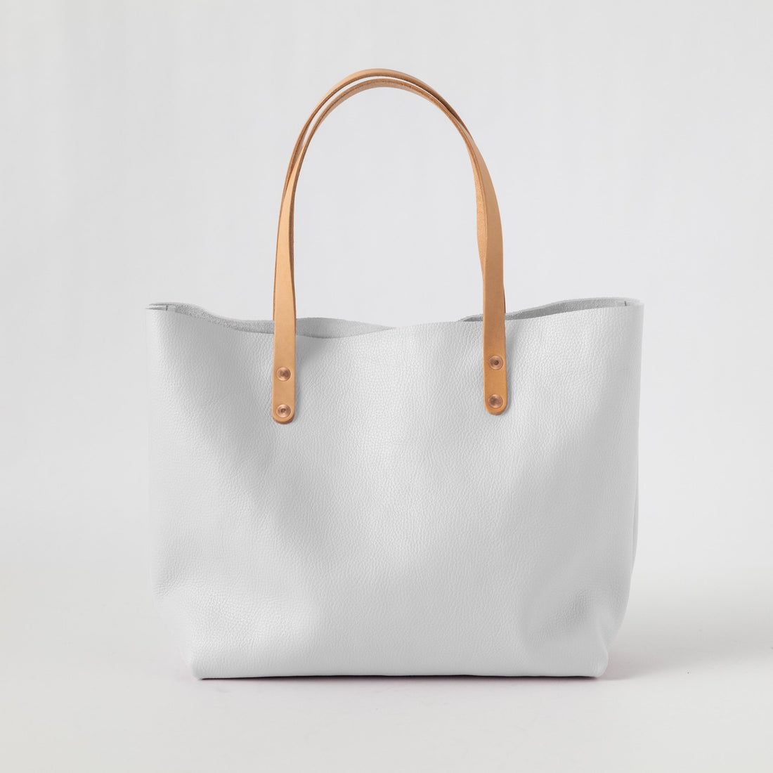 White Italian Pebbled East West Tote