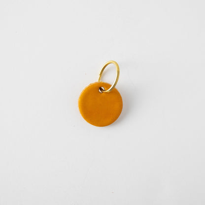 Yellow Circle Key Fob- leather keychain - leather key holder - leather key fob - KMM &amp; Co.