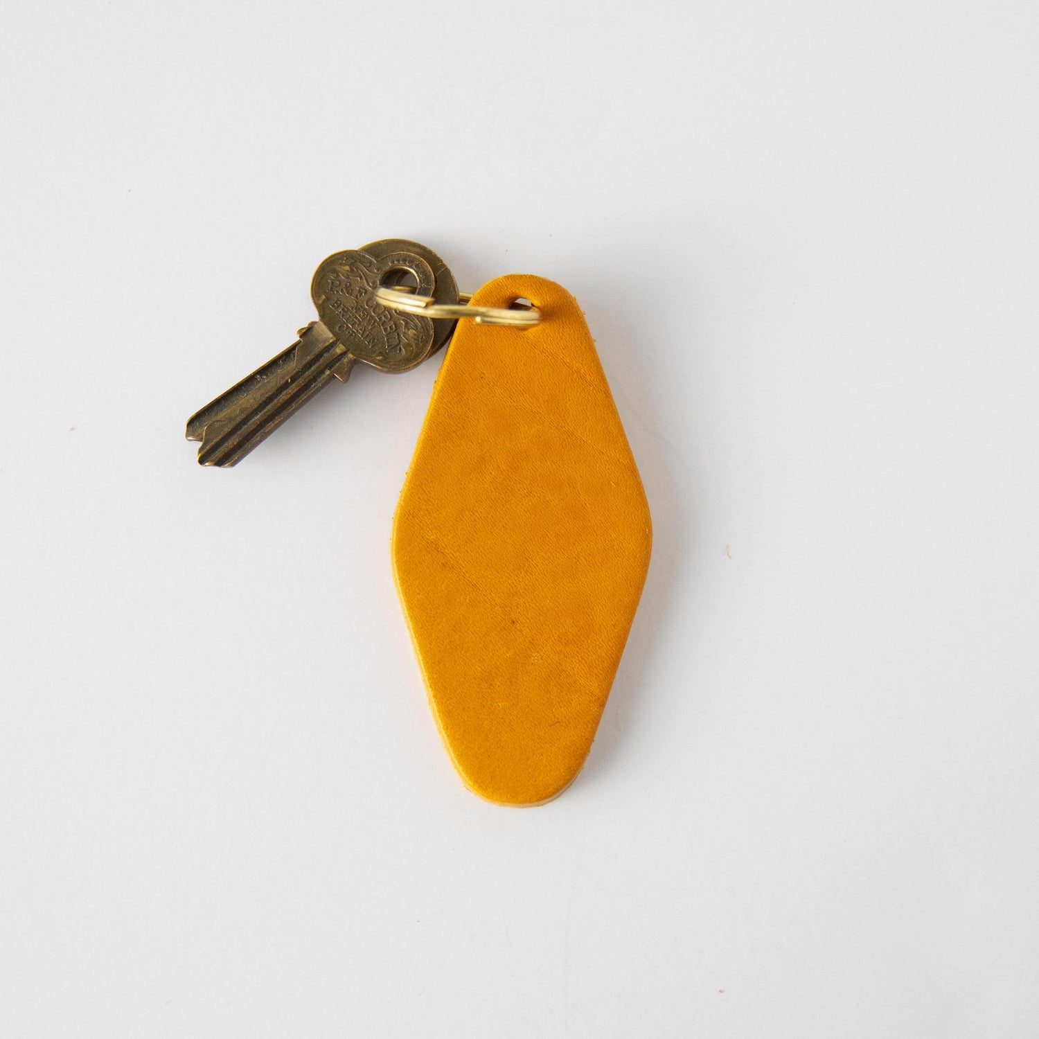Yellow Hotel Key Fob- leather keychain - leather key holder - leather key fob - KMM &amp; Co.