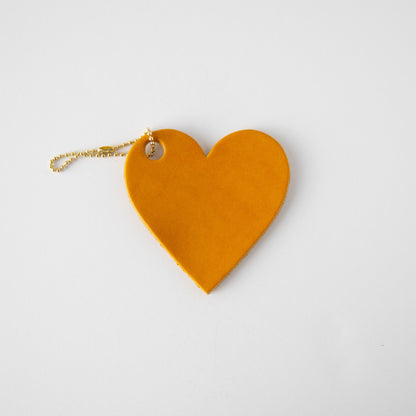 Yellow Leather Heart Tag- personalized luggage tags - custom luggage tags - KMM &amp; Co.