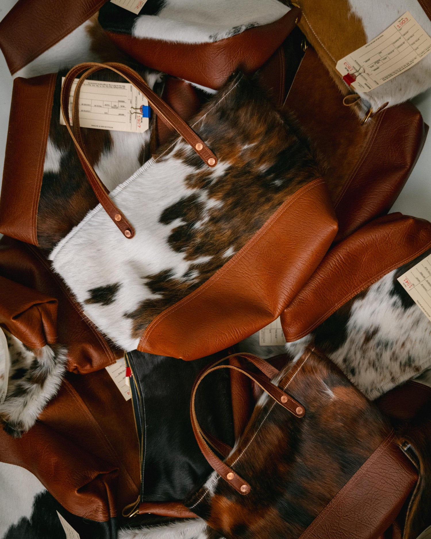 1913 Hair-on-Hide East West Panel Tote