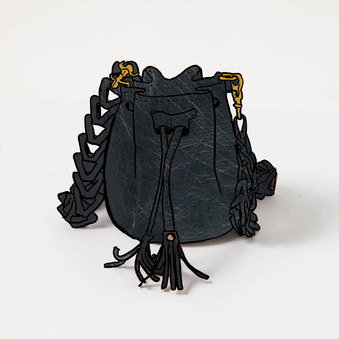 Black Navajo Bison Mini Bucket Bag