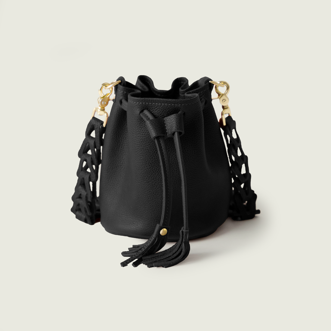 Black Bulldog Mini Bucket Bag