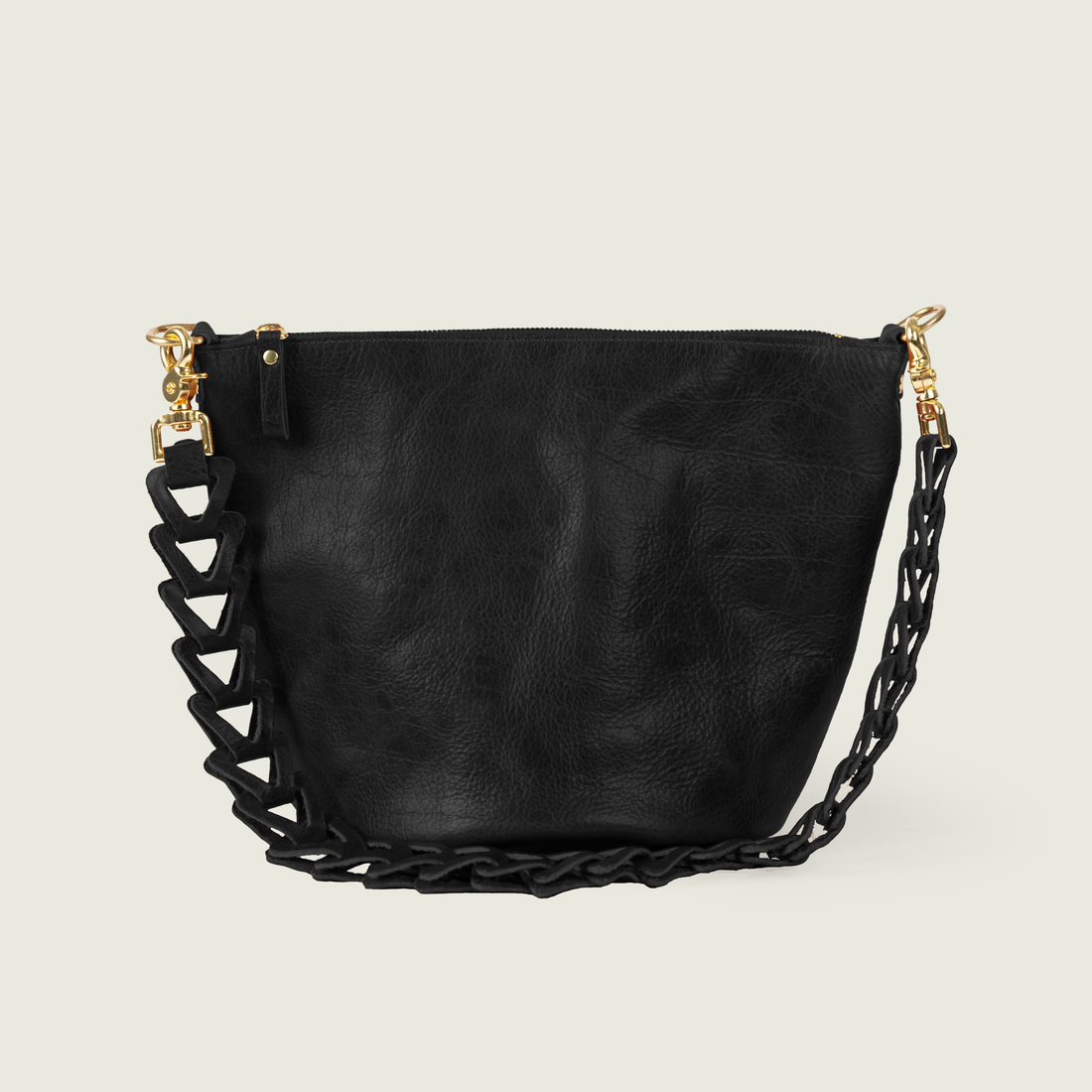 Black Navajo Bison Zip-Top Bucket Bag