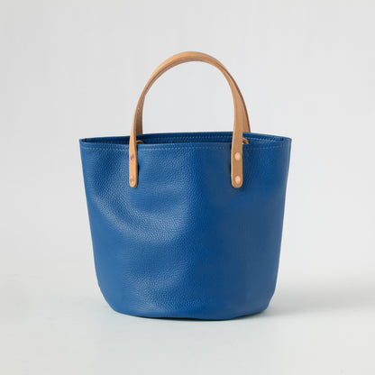 Blue Italian Pebbled Bucket Tote