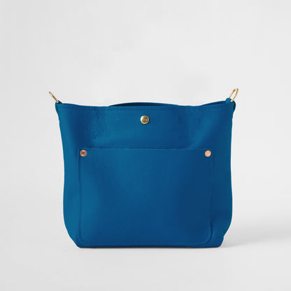 Blue Italian Pebbled Crossbody Travel Tote