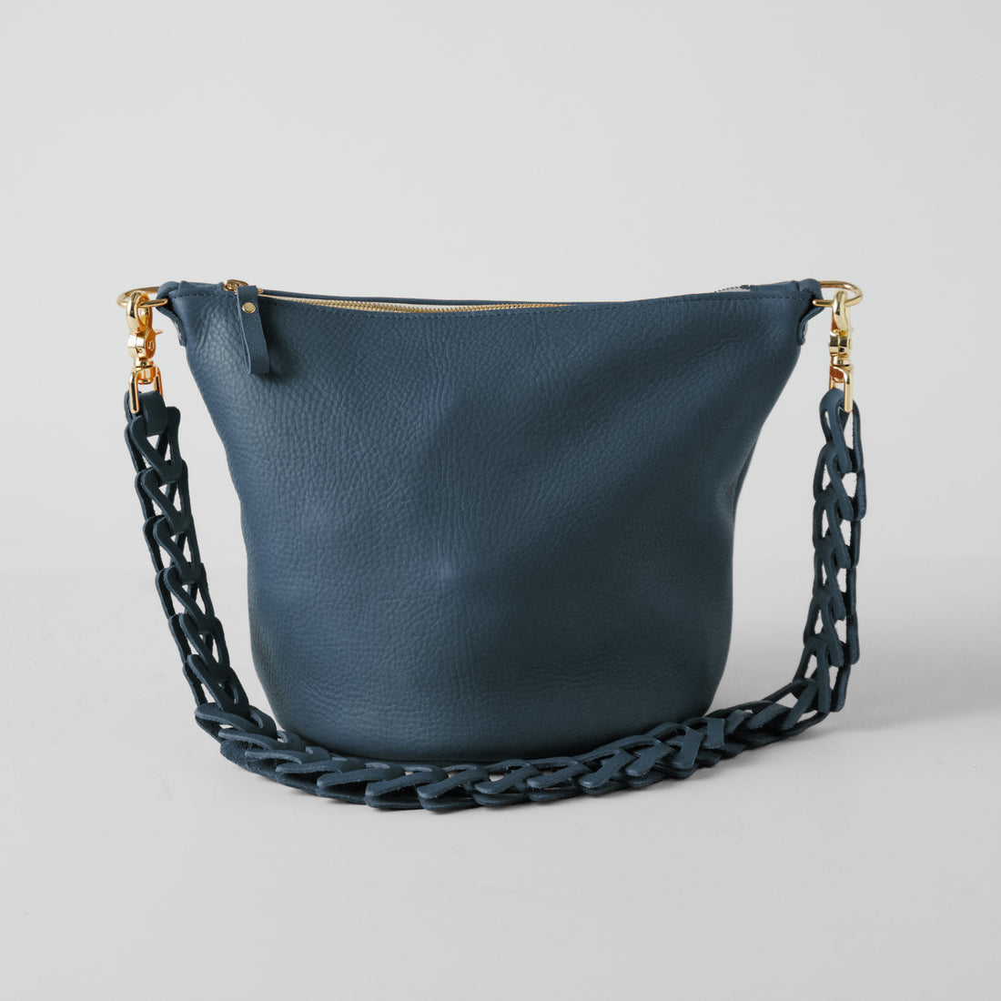 Blue Cypress Zip-Top Bucket Bag