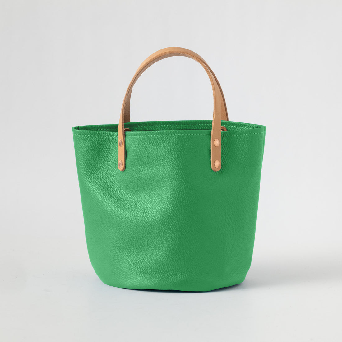 Bright Green Italian Pebbled Bucket Tote
