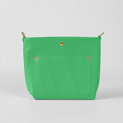 Bright Green Italian Pebbled Crossbody Travel Tote