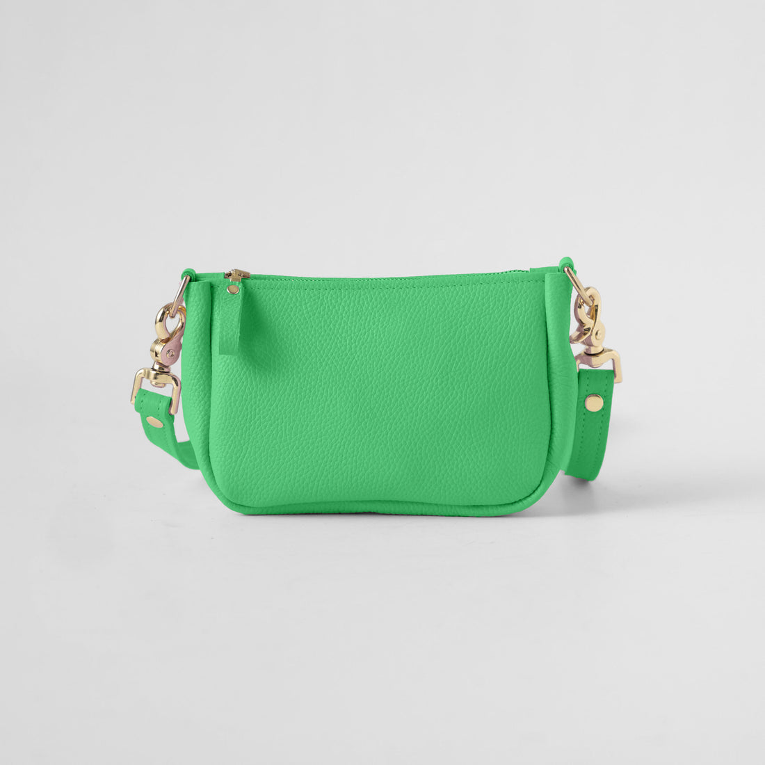 Bright Green Italian Pebbled Mini Crossbody Bag