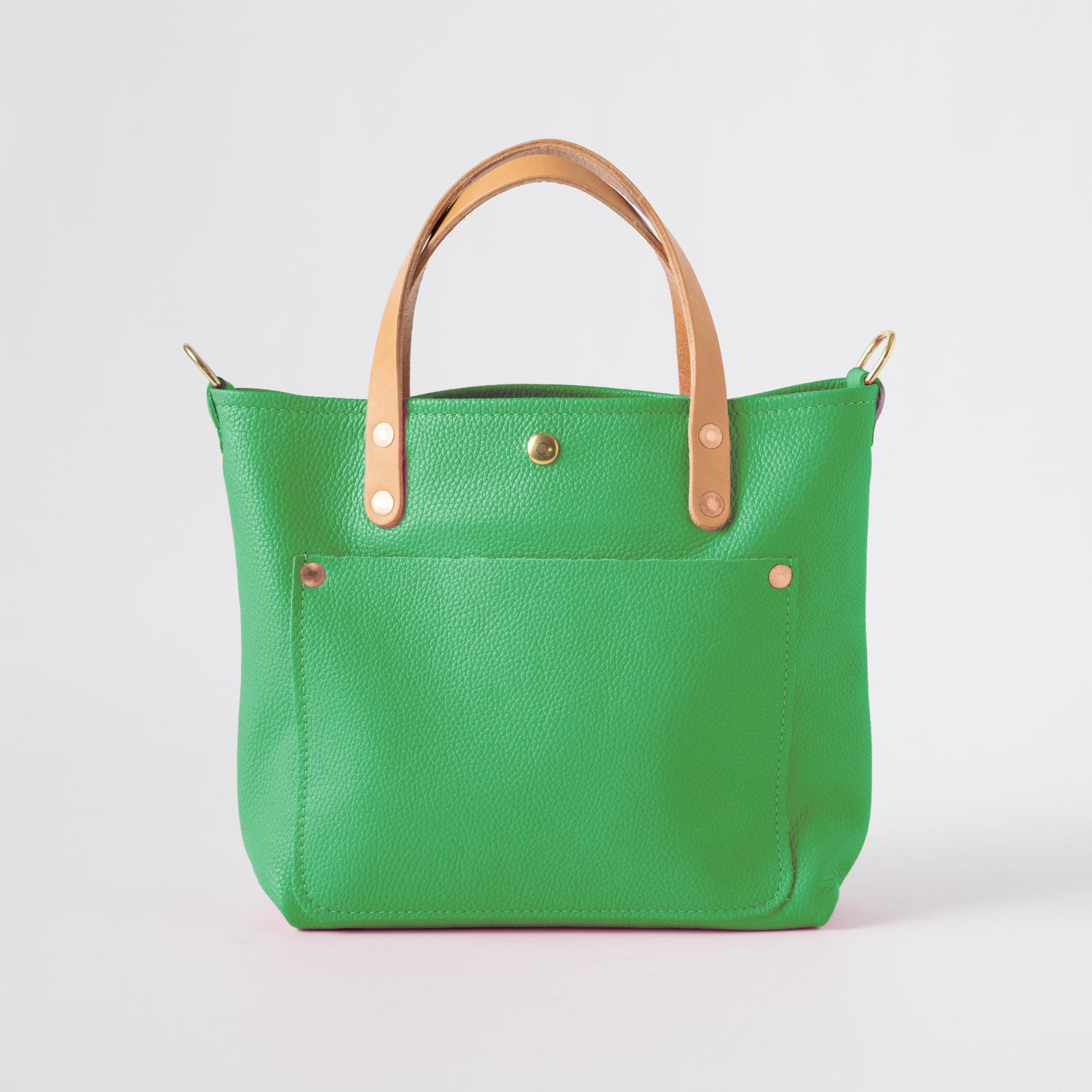 Bright Green Italian Pebbled Mini Travel Tote