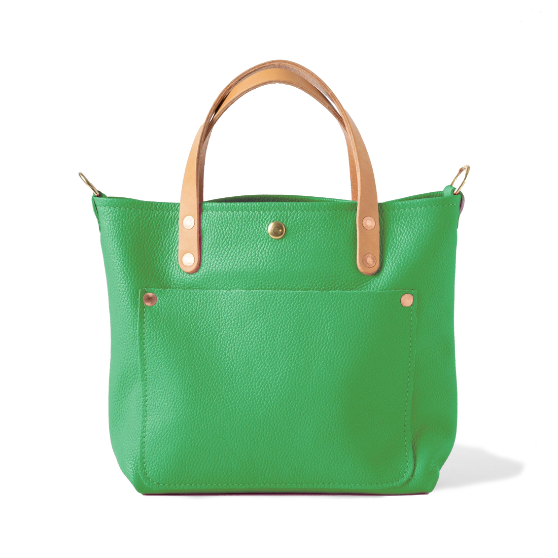 Bright Green Italian Pebbled Mini Travel Tote