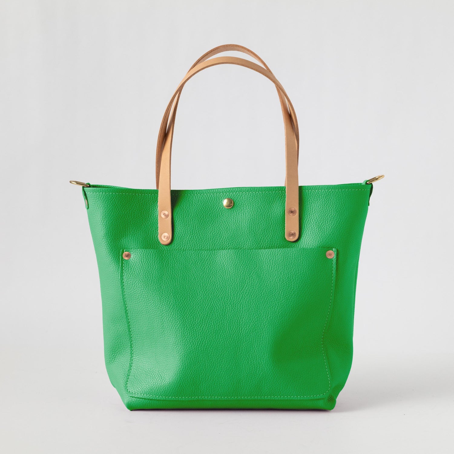 Bright Green Italian Pebbled Travel Tote