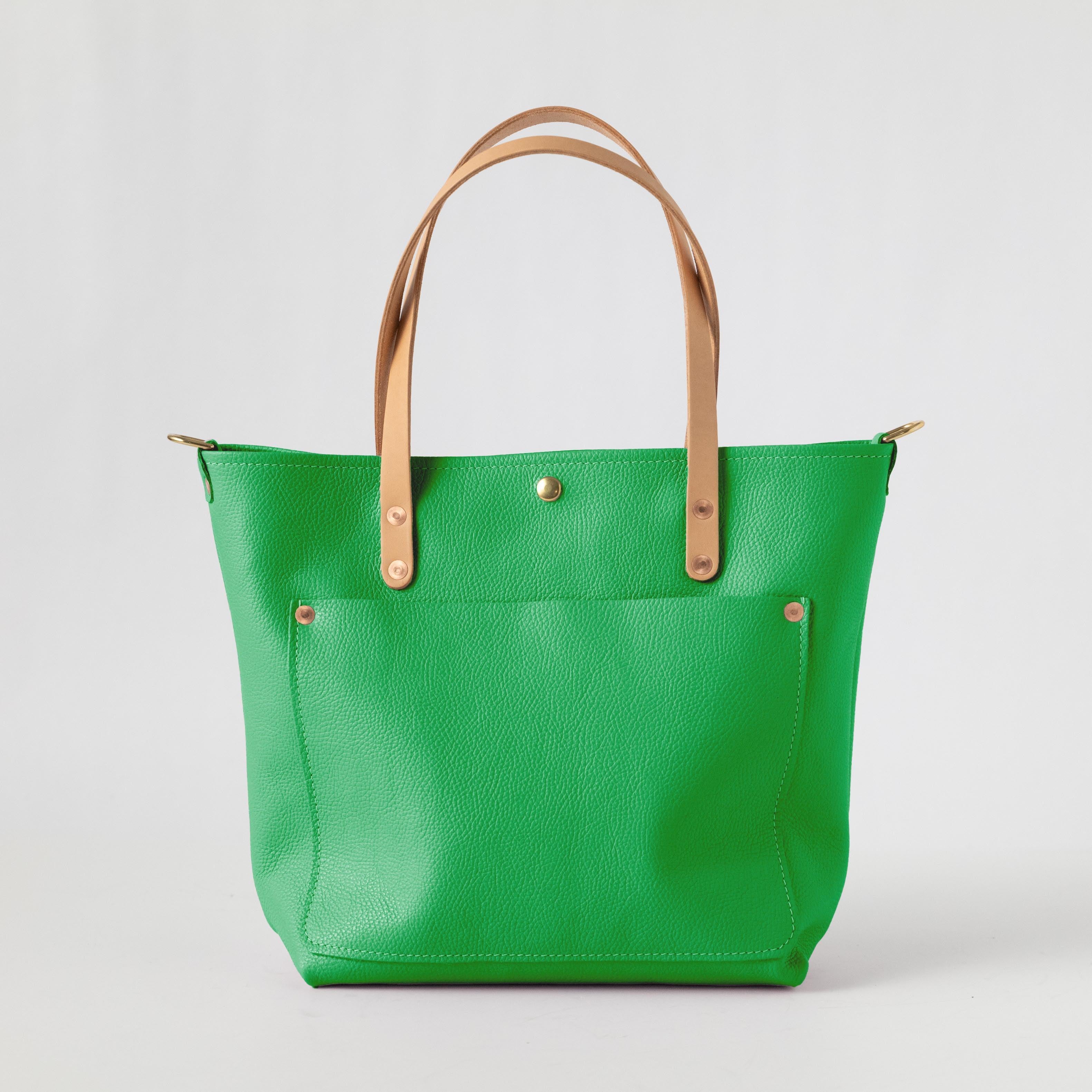 Bright Green Italian Pebbled Travel Tote