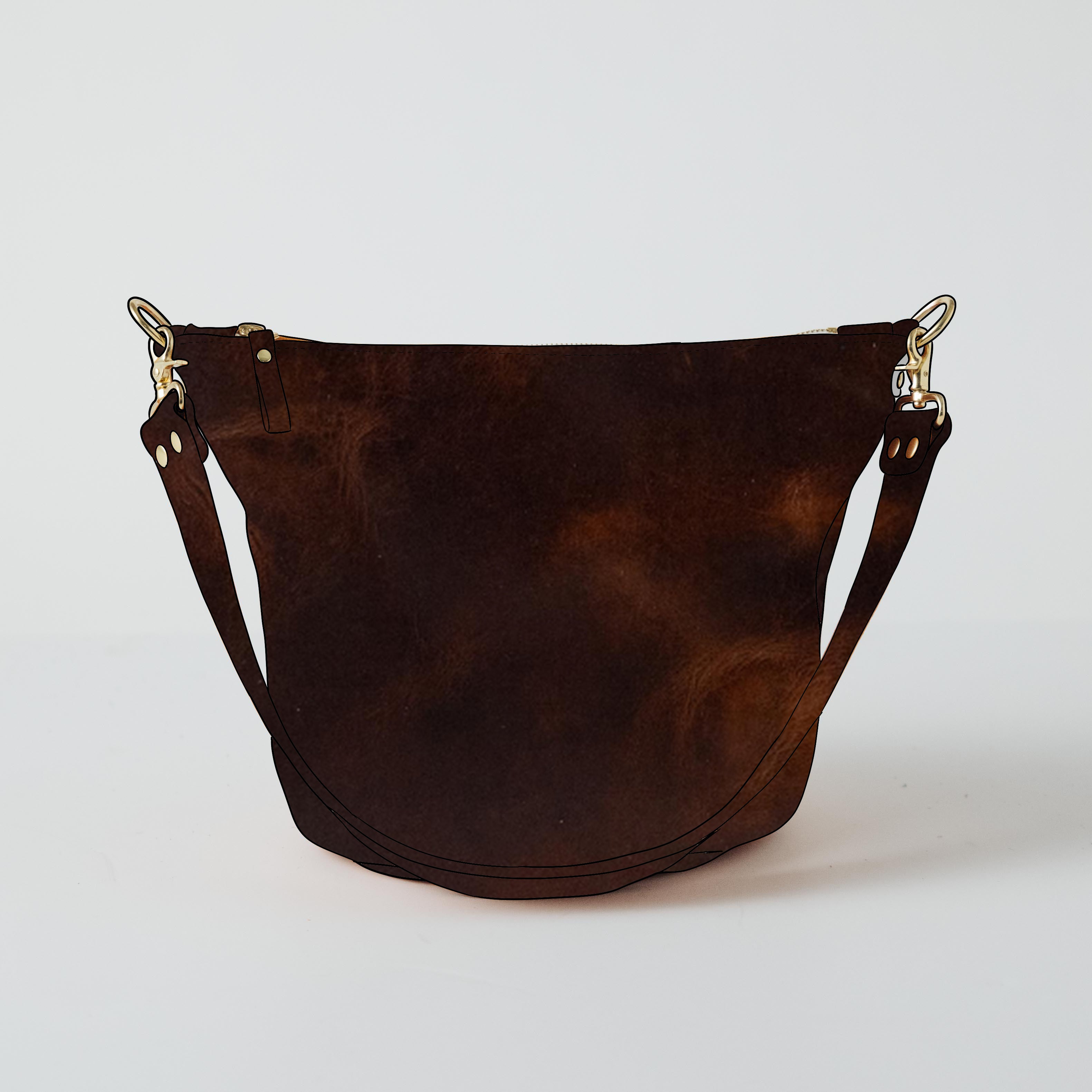 Brown Dublin Zip-Top Bucket Bag