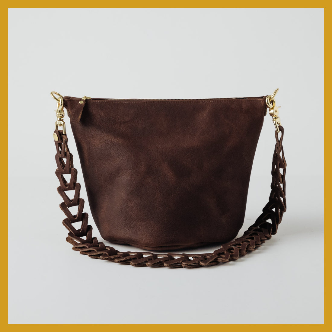 Scratch-and-Dent Brown Kodiak Zip-Top Bucket Bag