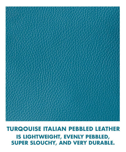 Turquoise Italian Pebbled Bucket Tote