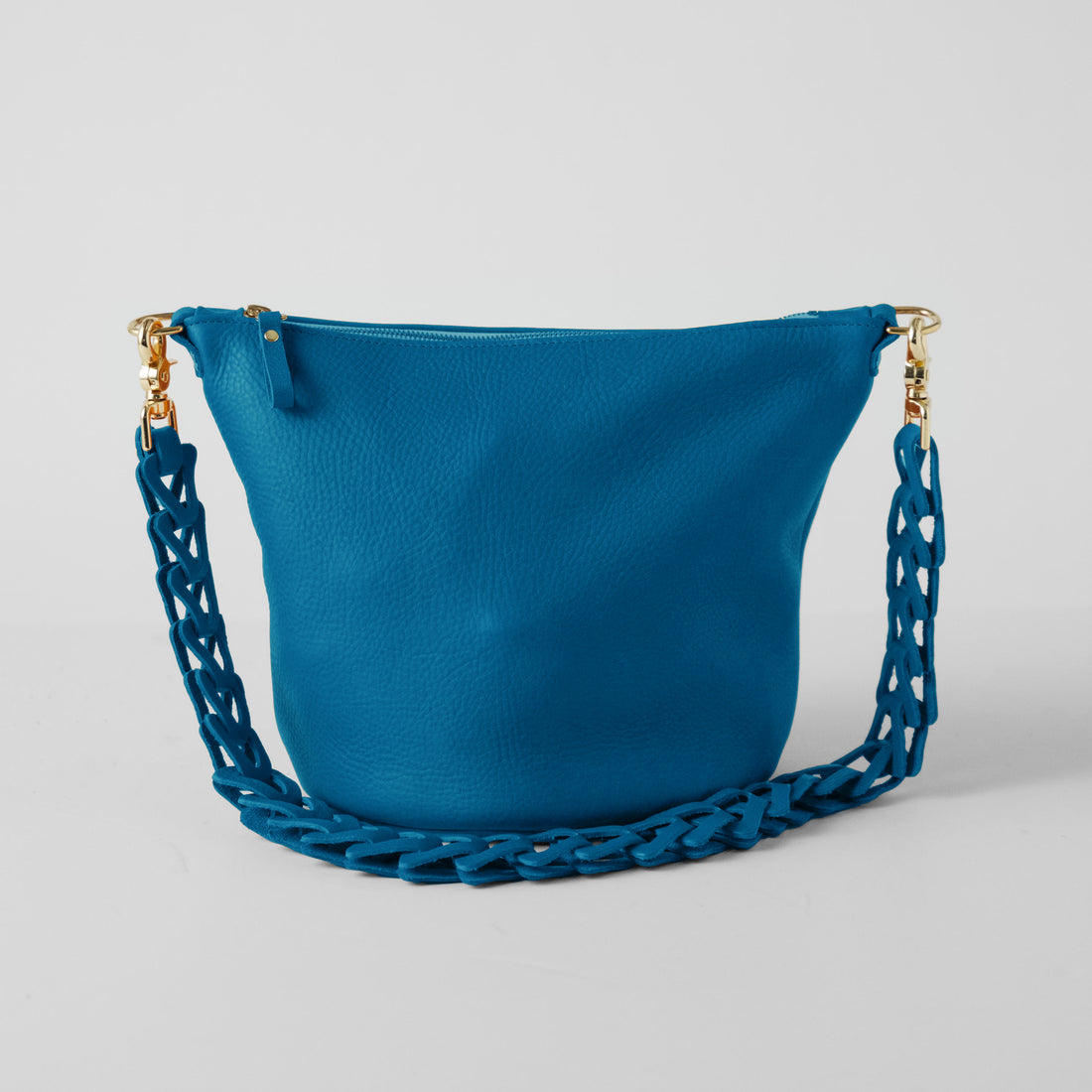 Cerulean Cypress Zip-Top Bucket Bag