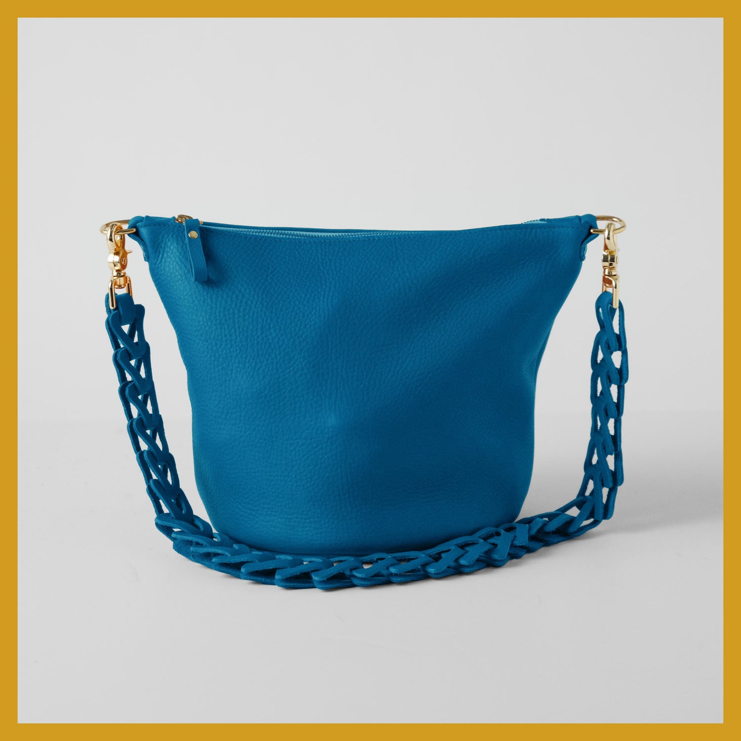 Scratch-and-Dent Cerulean Cypress Zip-Top Bucket Bag